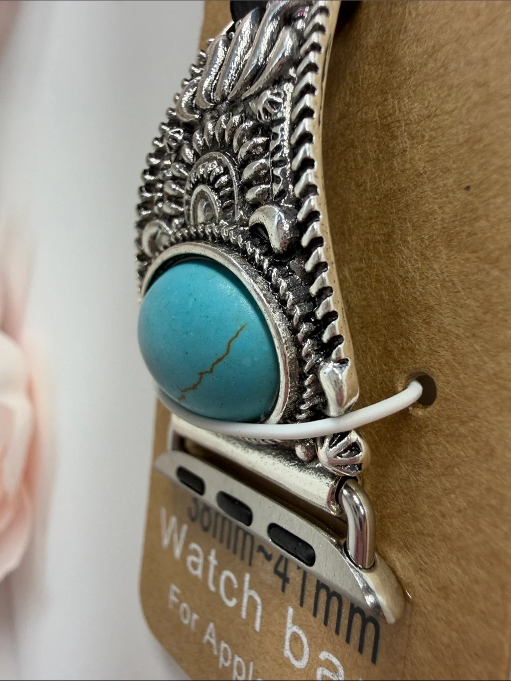 Turquoise Concho Leather Watch Band - Fits 38mm-41mm